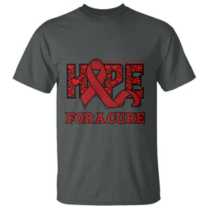 CHD Awareness T Shirt Hope For A Cure Heart Disease CHD Awareness Red Ribbon TS02 Dark Heather Printyourwear