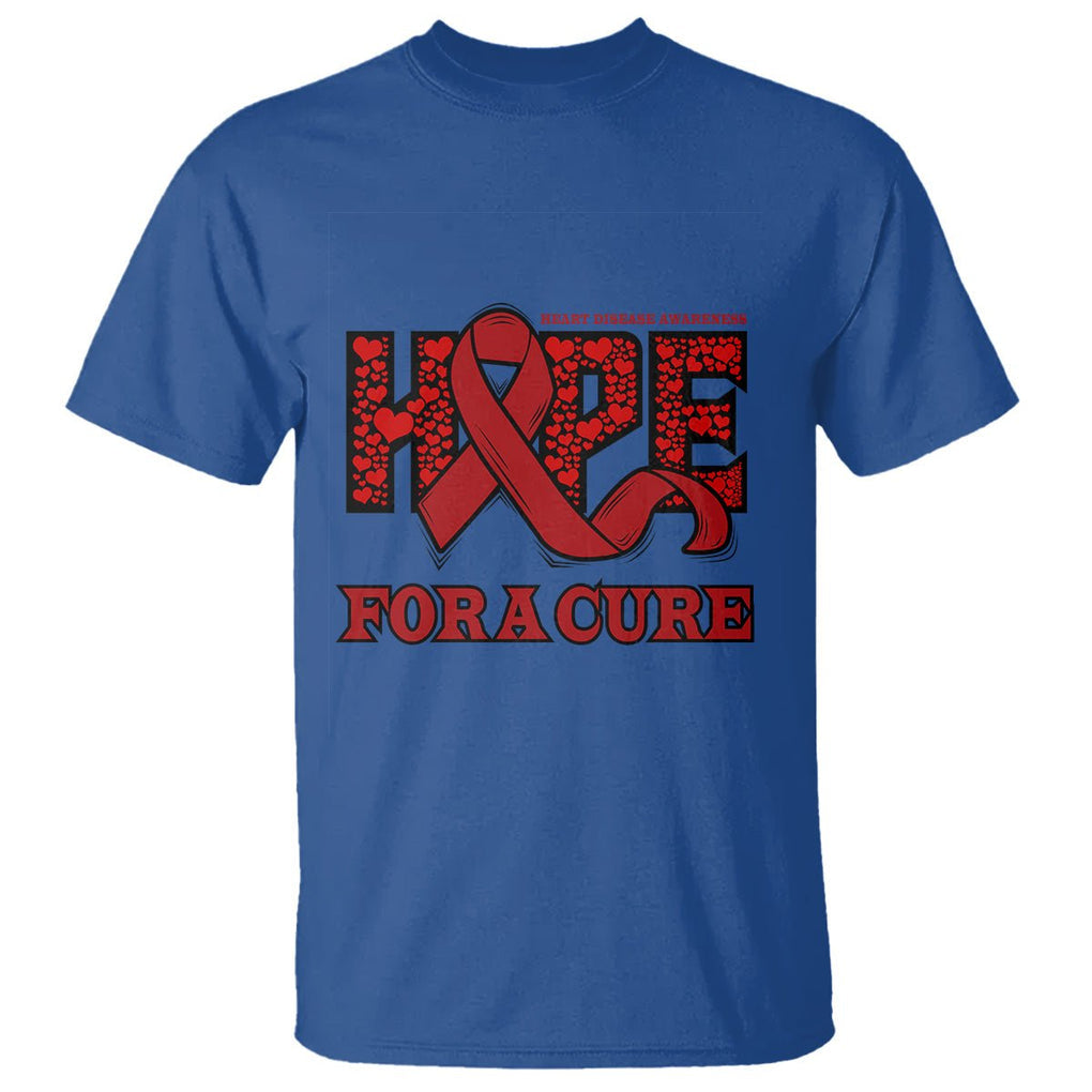 CHD Awareness T Shirt Hope For A Cure Heart Disease CHD Awareness Red Ribbon TS02 Royal Blue Printyourwear
