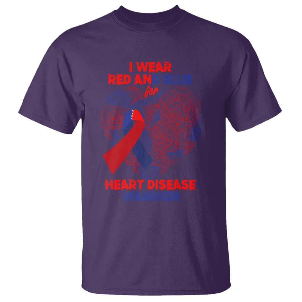 CHD Awareness T Shirt I Wear Red And Blue For Heart Disease Warrior CHD Month TS02 Purple Printyourwear
