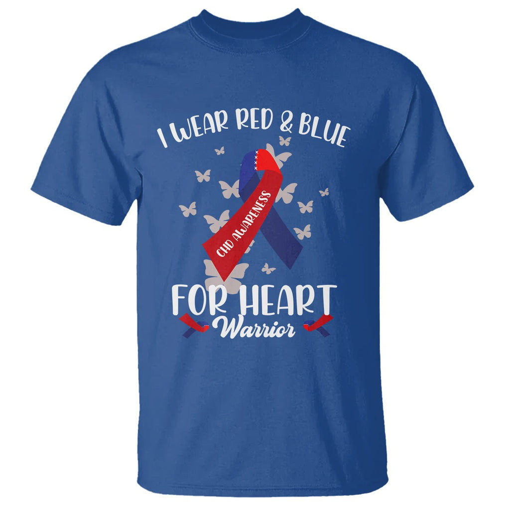 CHD Awareness T Shirt In February I Wear Red And Blue For Heart Warriors TS02 Royal Blue Printyourwear