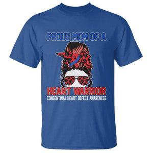 CHD Awareness T Shirt Messy Bun Mom Of A Heart Warrior Congenital Heart Defect TS02 Royal Blue Printyourwear