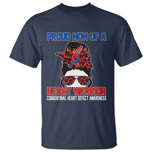 CHD Awareness T Shirt Messy Bun Mom Of A Heart Warrior Congenital Heart Defect TS02 Navy Printyourwear