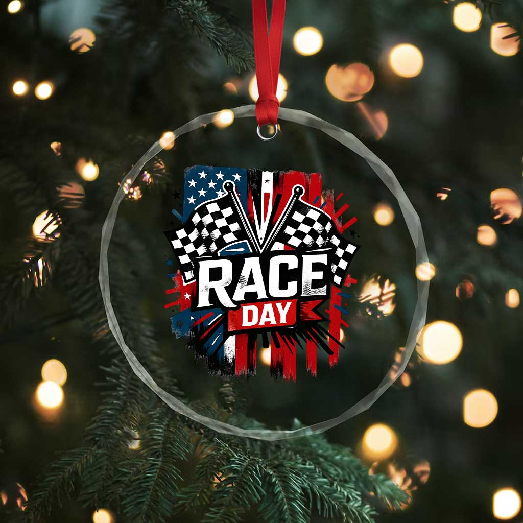 Checkered Flag Racing Crystal Glass Ornament Race Day Team Lover TS14 Print Your Wear