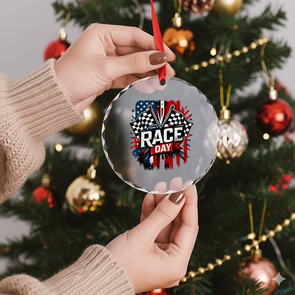 Checkered Flag Racing Crystal Glass Ornament Race Day Team Lover TS14 Print Your Wear