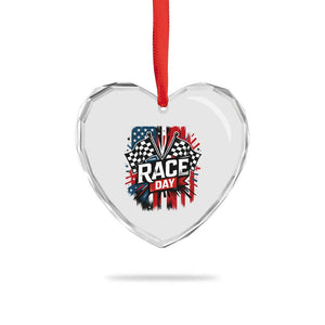 Checkered Flag Racing Heart Crystal Glass Ornament Race Day Team Lover TS14 Print Your Wear