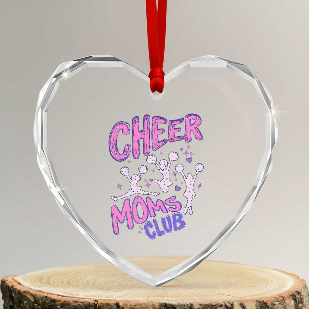 Cheer Moms Club Heart Crystal Glass Ornament Cheerleader Mom Mother’s Day Gift TS14 Transparent Glass 3'' Heart Print Your Wear