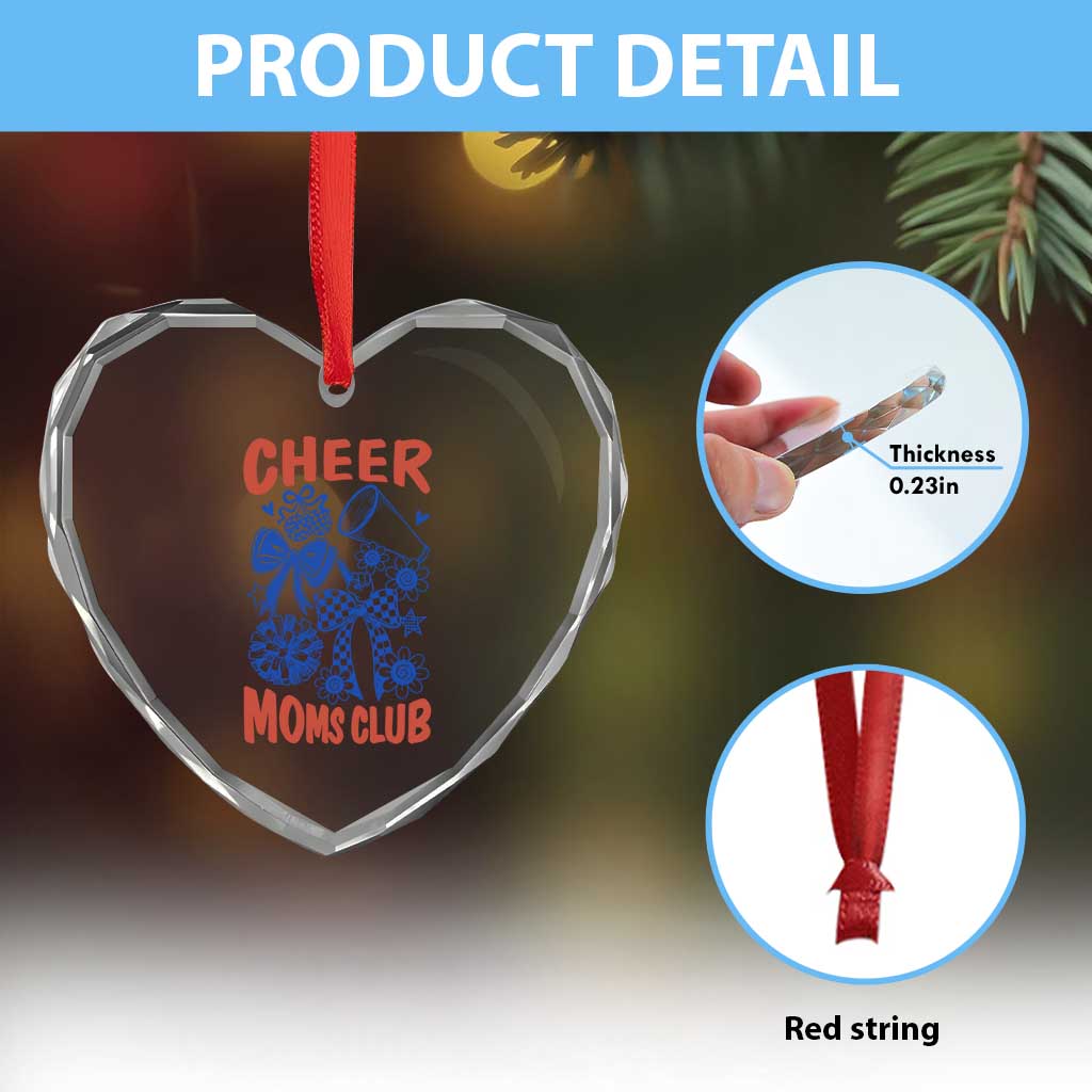 Cheer Moms Club Heart Crystal Glass Ornament Funny Cheerleading Mom Mother’s Day Gift TS14 Print Your Wear