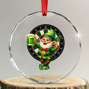 Cheerful Gnome Playing Darts Crystal Glass Ornament St Patricks Day Gift TS12 Transparent Glass 3'' Circle Print Your Wear