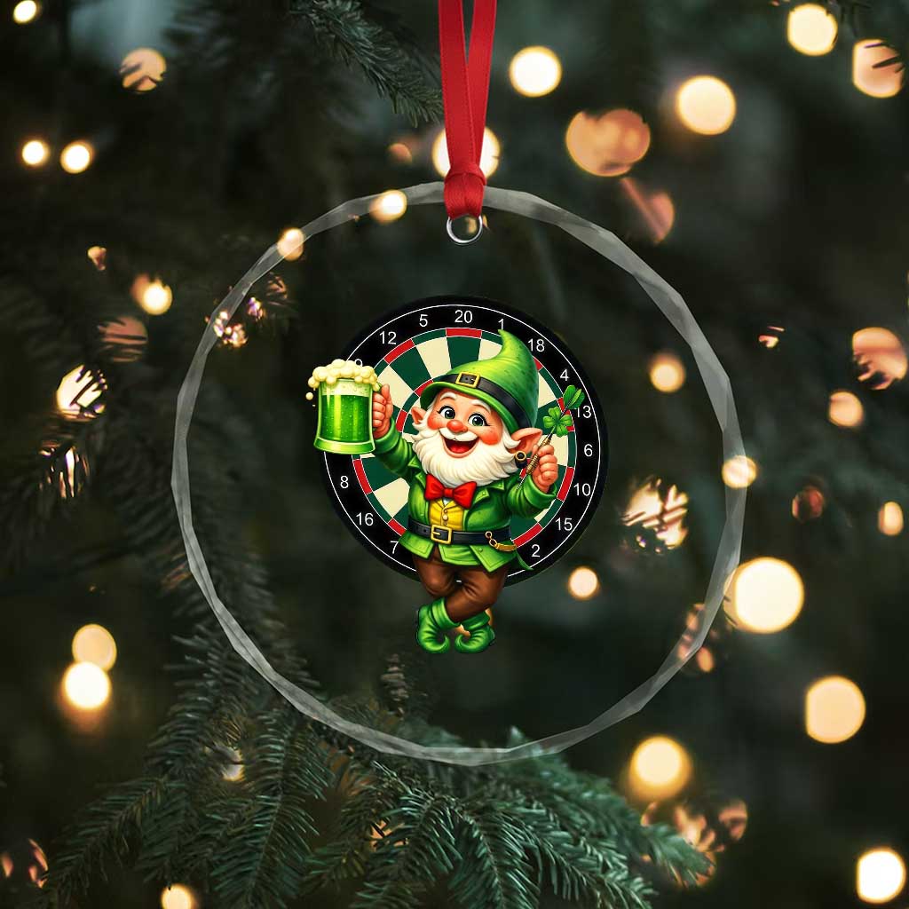 Cheerful Gnome Playing Darts Crystal Glass Ornament St Patricks Day Gift TS12 Print Your Wear
