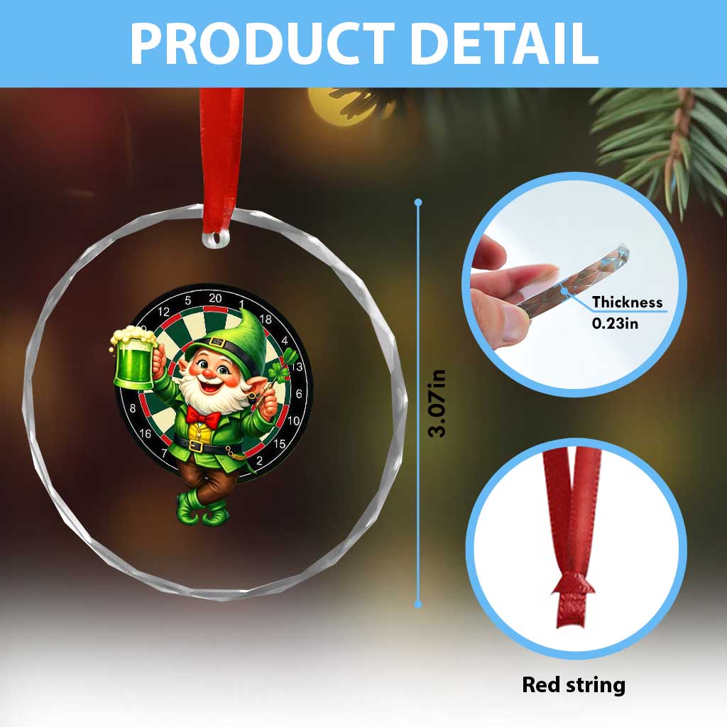 Cheerful Gnome Playing Darts Crystal Glass Ornament St Patricks Day Gift TS12 Print Your Wear