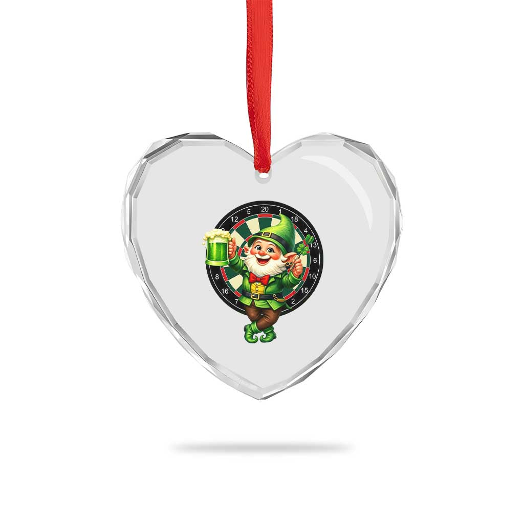 Cheerful Gnome Playing Darts Heart Crystal Glass Ornament St Patricks Day Gift TS12 Print Your Wear