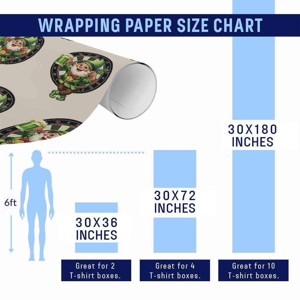 Cheerful Gnome Playing Darts Wrapping Paper Roll St Patricks Day Gift TS12 Print Your Wear