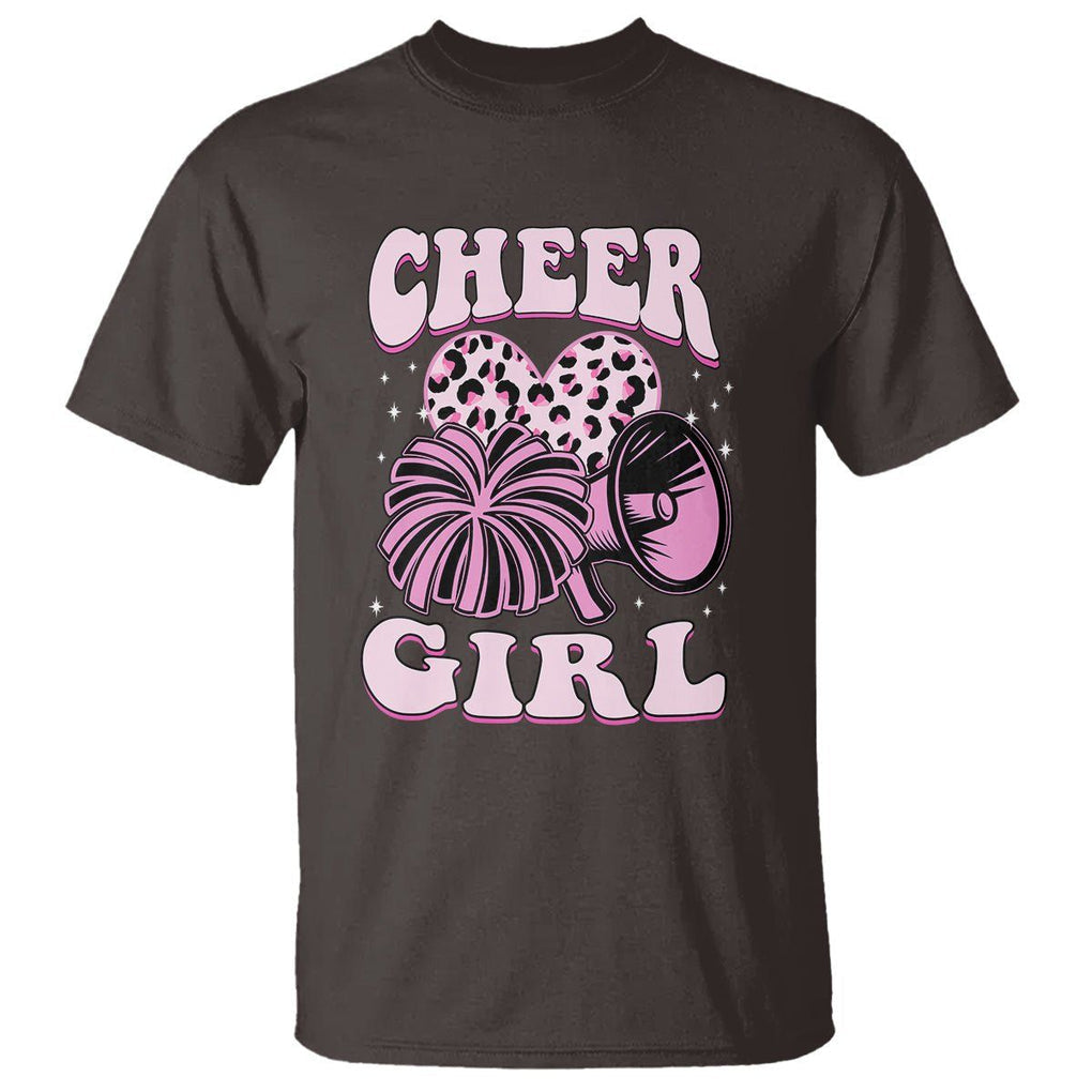 Cheerleading T Shirt Cheer Girl Pink Leopard Cheerleader TS02 Dark Chocolate Printyourwear
