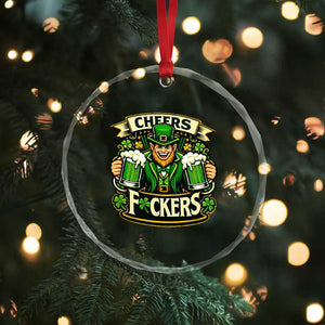 Cheers Fckers Crystal Glass Ornament Funny Leprechaun St Patricks Day Party TS12 Print Your Wear