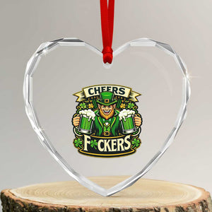 Cheers Fckers Heart Crystal Glass Ornament Funny Leprechaun St Patricks Day Party TS12 Transparent Glass 3'' Heart Print Your Wear