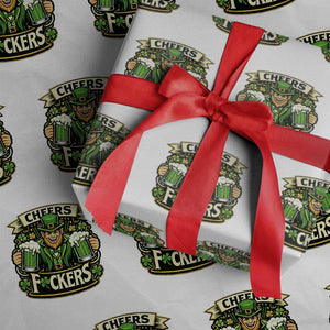 Cheers Fckers Wrapping Paper Roll Funny Leprechaun St Patricks Day Party TS12 White Print Your Wear