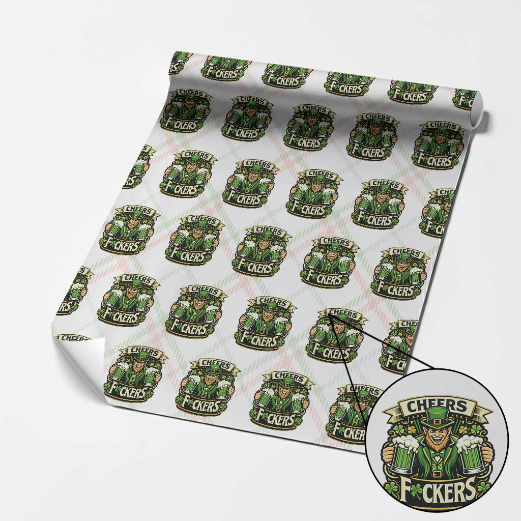 Cheers Fckers Wrapping Paper Roll Funny Leprechaun St Patricks Day Party TS12 Christmas Plaid Print Your Wear