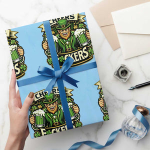 Cheers Fckers Wrapping Paper Roll Funny Leprechaun St Patricks Day Party TS12 Light Blue Print Your Wear