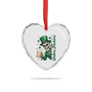 Cheers Fuckers St Patricks Day Heart Crystal Glass Ornament Funny Skeleton Drinking Beer TS14 Print Your Wear