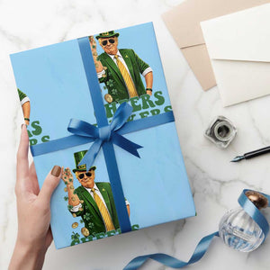 Cheers Fuckers St Patricks Day Wrapping Paper Roll Funny Beer Drinking Trump TS14 Light Blue Print Your Wear