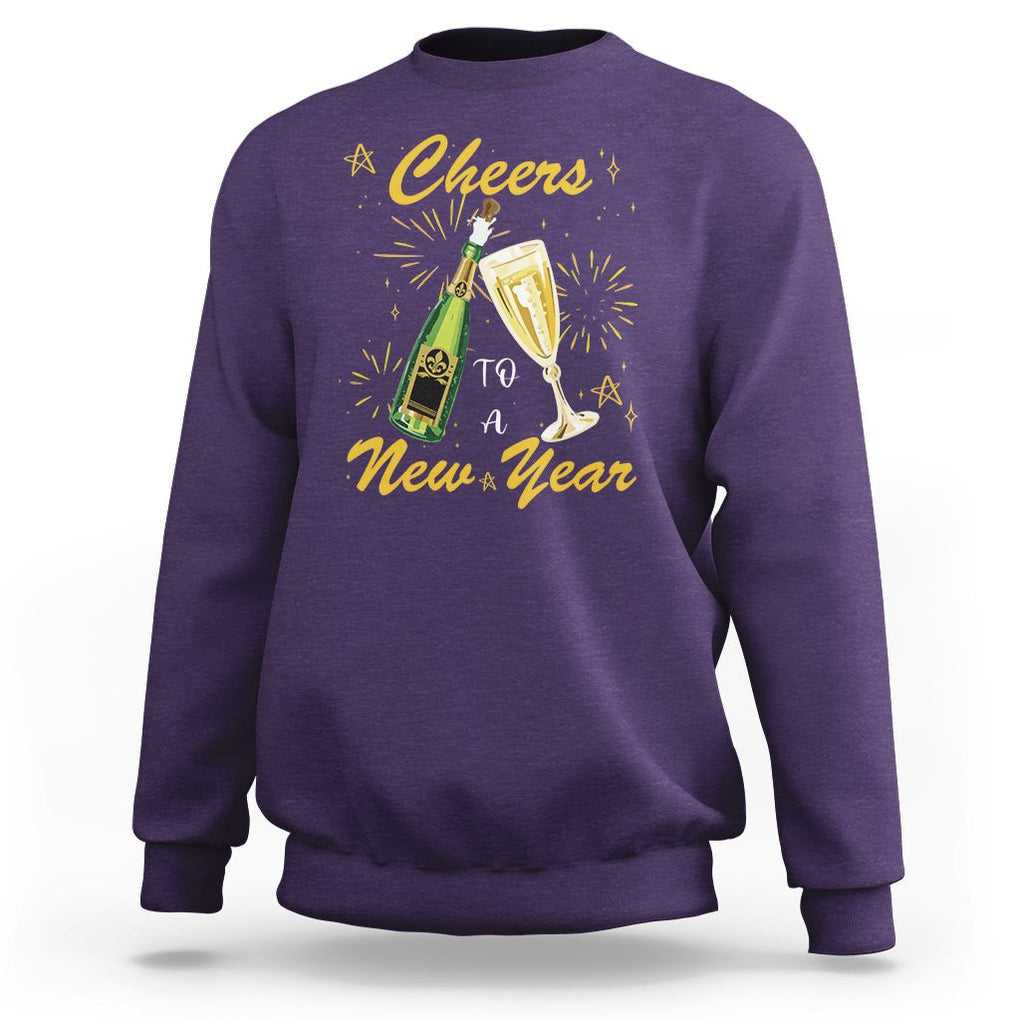 Cheers To A Happy New Year Eve Party Sweatshirt TS09 Purple Printyourwear