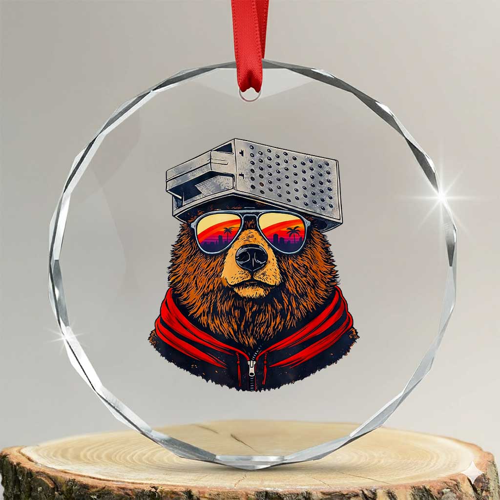 Cheese Grater Bear in Beast Mode Crystal Glass Ornament Funny Rivalry Art for Hardcore Football Fans TS02 Transparent Glass 3'' Circle Print Your Wear
