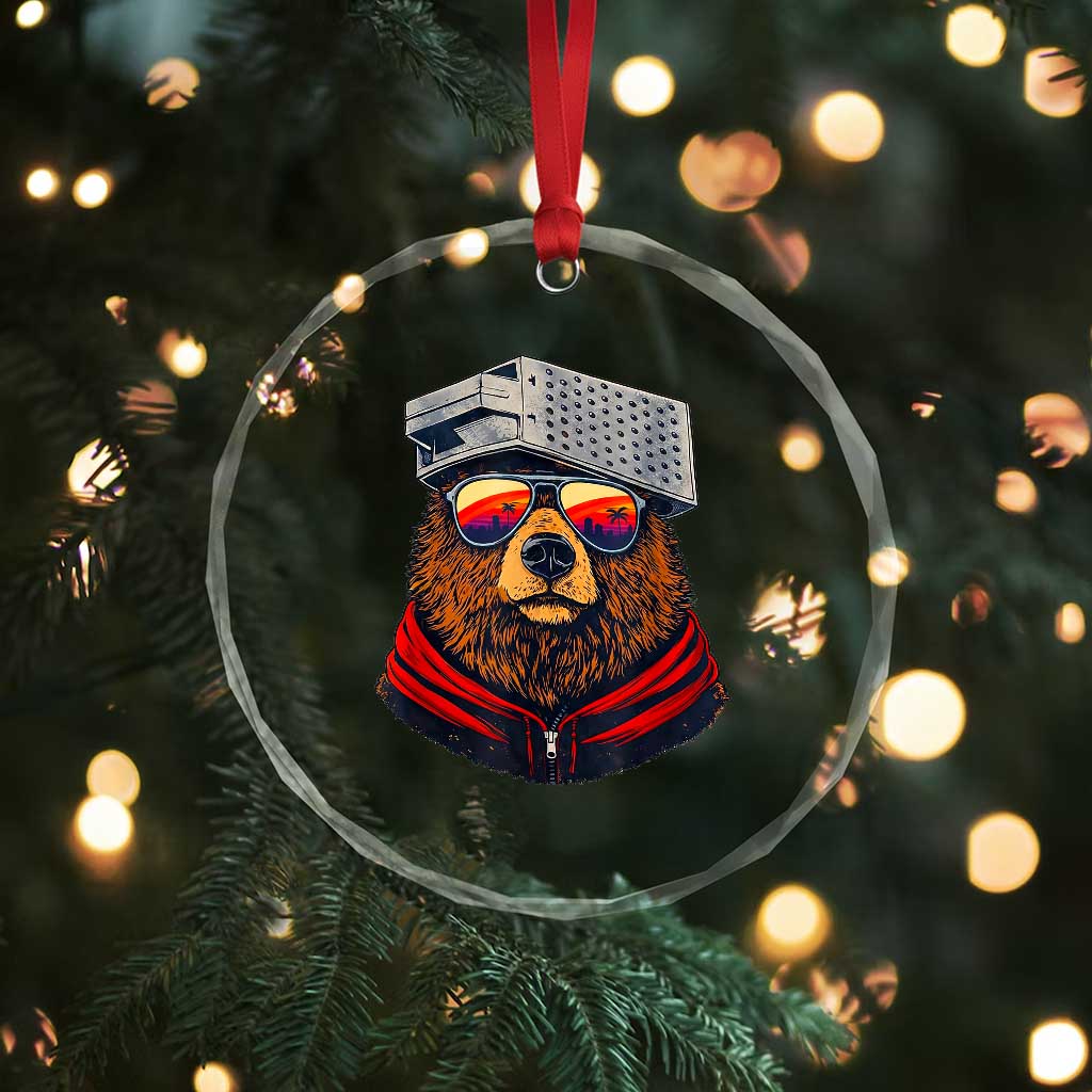 Cheese Grater Bear in Beast Mode Crystal Glass Ornament Funny Rivalry Art for Hardcore Football Fans TS02 Print Your Wear