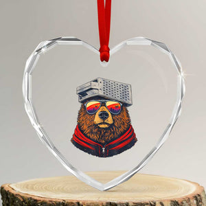 Cheese Grater Bear in Beast Mode Heart Crystal Glass Ornament Funny Rivalry Art for Hardcore Football Fans TS02 Transparent Glass 3'' Heart Print Your Wear
