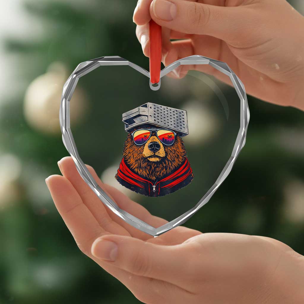 Cheese Grater Bear in Beast Mode Heart Crystal Glass Ornament Funny Rivalry Art for Hardcore Football Fans TS02 Print Your Wear