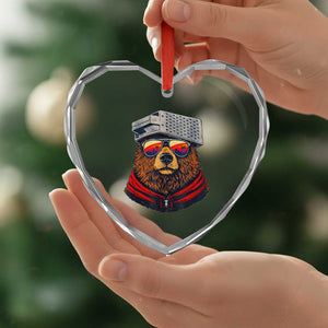 Cheese Grater Bear in Beast Mode Heart Crystal Glass Ornament Funny Rivalry Art for Hardcore Football Fans TS02 Print Your Wear
