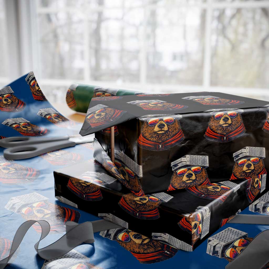 Cheese Grater Bear in Beast Mode Wrapping Paper Roll Funny Rivalry Art for Hardcore Football Fans TS02 Black Print Your Wear