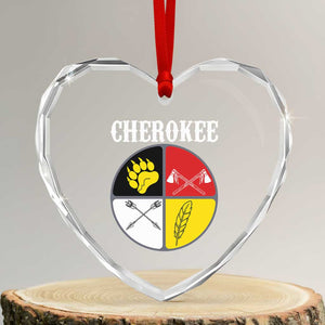 Cherokee Cultural Pride Heart Crystal Glass Ornament Native American Medicine Wheel Art
