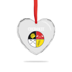 Cherokee Cultural Pride Heart Crystal Glass Ornament Native American Medicine Wheel Art
