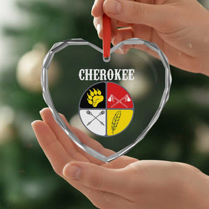 Cherokee Cultural Pride Heart Crystal Glass Ornament Native American Medicine Wheel Art