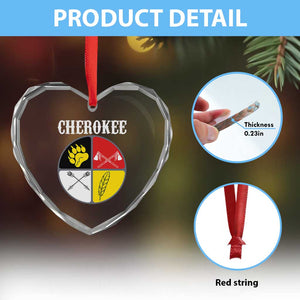 Cherokee Cultural Pride Heart Crystal Glass Ornament Native American Medicine Wheel Art
