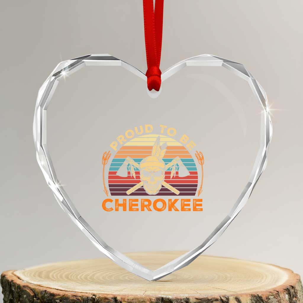 Cherokee Heritage Pride Heart Crystal Glass Ornament Vintage Native American Warrior Skull TS12 Transparent Glass 3'' Heart Print Your Wear
