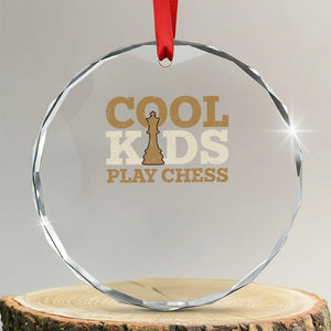 Chess Lover Crystal Glass Ornament Cool Kids Play Chess Vintage King
