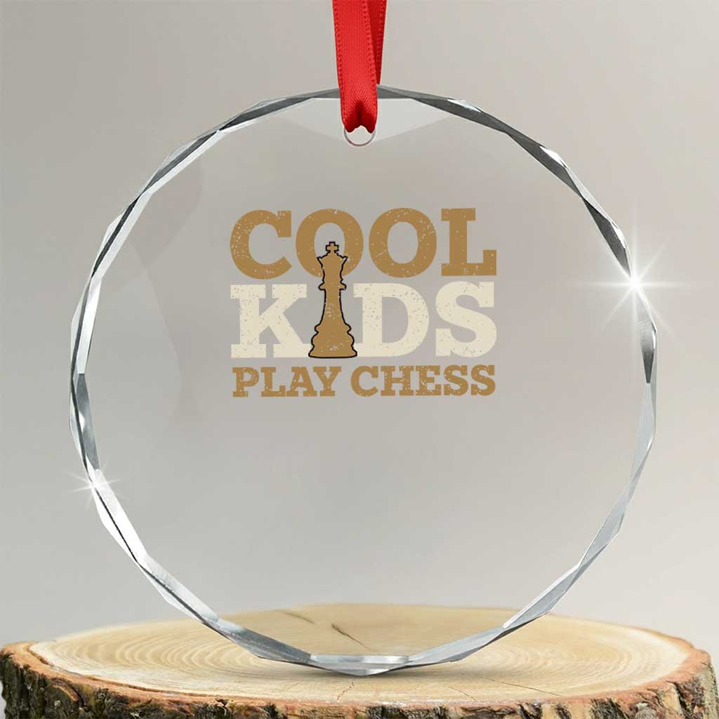 Chess Lover Crystal Glass Ornament Cool Kids Play Chess Vintage King TS11 Transparent Glass 3'' Circle Print Your Wear