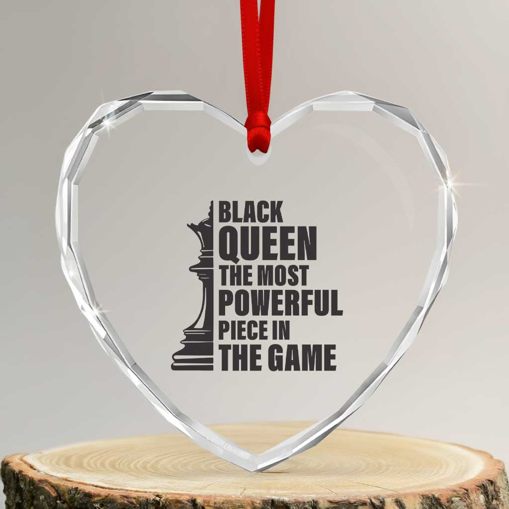 Chess Lover Heart Crystal Glass Ornament Black Queen The Most Powerful Piece In The Game Checkmate