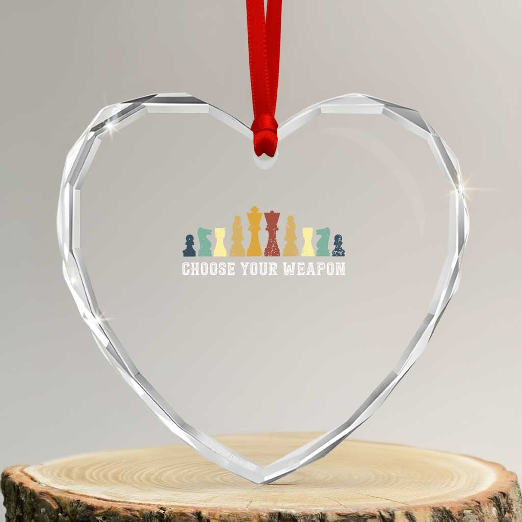 Chess Lover Heart Crystal Glass Ornament Choose Your Weapon Retro Vintage TS11 Transparent Glass 3'' Heart Print Your Wear