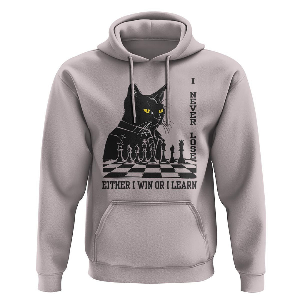 Chess Lover Hoodie I Never Lose Either I Win Or I Learn Elegant Cool Cat TS11 Ice Gray Print Your Wear