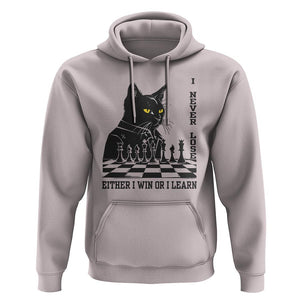 Chess Lover Hoodie I Never Lose Either I Win Or I Learn Elegant Cool Cat TS11 Ice Gray Print Your Wear