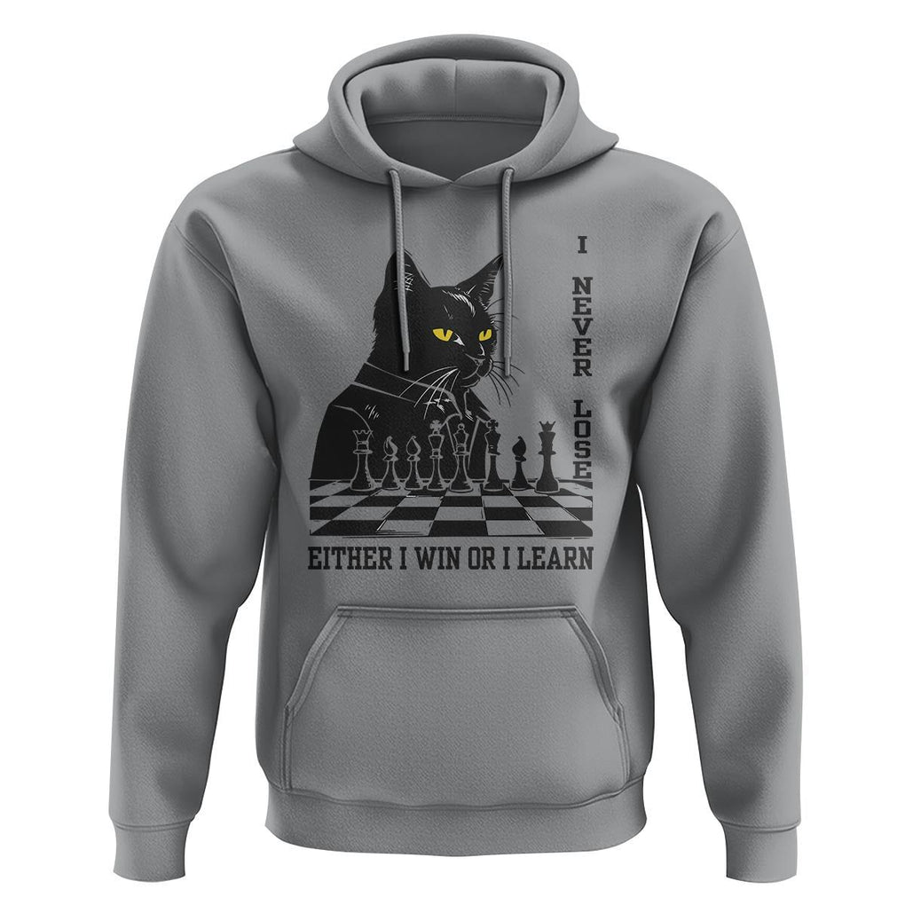 Chess Lover Hoodie I Never Lose Either I Win Or I Learn Elegant Cool Cat TS11 Sport Gray Print Your Wear