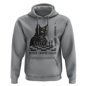 Chess Lover Hoodie I Never Lose Either I Win Or I Learn Elegant Cool Cat TS11 Sport Gray Print Your Wear