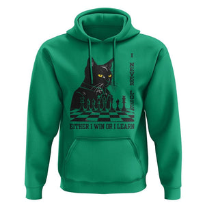Chess Lover Hoodie I Never Lose Either I Win Or I Learn Elegant Cool Cat TS11 Irish Green Print Your Wear