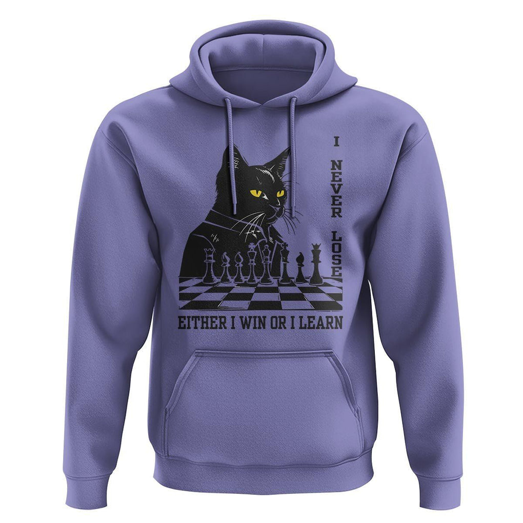Chess Lover Hoodie I Never Lose Either I Win Or I Learn Elegant Cool Cat TS11 Violet Print Your Wear