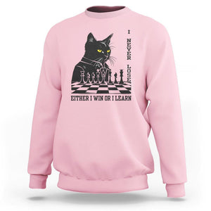 Chess Lover Sweatshirt I Never Lose Either I Win Or I Learn Elegant Cool Cat TS11 Light Pink Print Your Wear