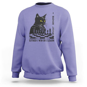 Chess Lover Sweatshirt I Never Lose Either I Win Or I Learn Elegant Cool Cat TS11 Violet Print Your Wear
