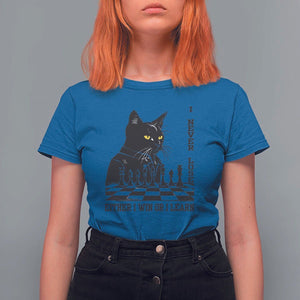 Chess Lover T Shirt For Women I Never Lose Either I Win Or I Learn Elegant Cool Cat TS11 Royal Blue Print Your Wear