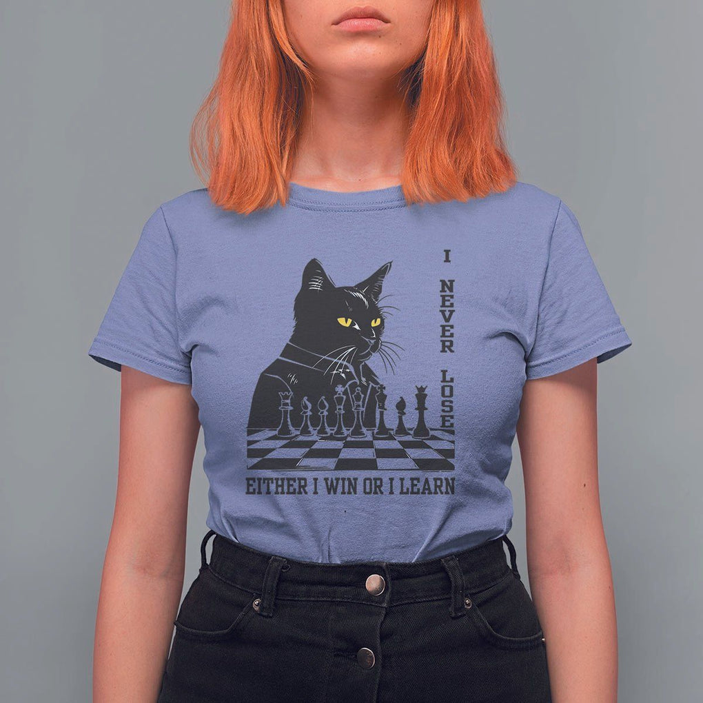 Chess Lover T Shirt For Women I Never Lose Either I Win Or I Learn Elegant Cool Cat TS11 Violet Print Your Wear
